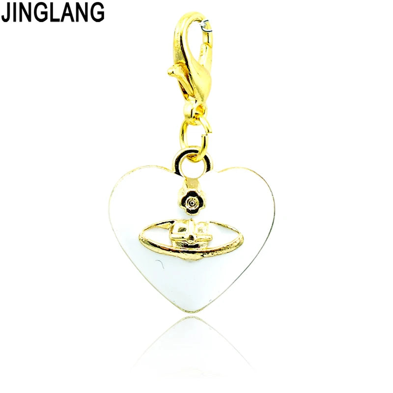 Enamel Heart Pendants Lobster Clasp Charm for Women Necklaces