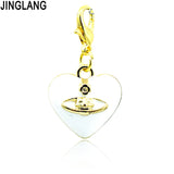 Enamel Heart Pendants Lobster Clasp Charm for Women Necklaces