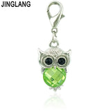 Owl Lobster Clasp Charms Dangle Plastic Crystal Animals Pendants DIY Charms