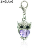 Owl Lobster Clasp Charms Dangle Plastic Crystal Animals Pendants DIY Charms