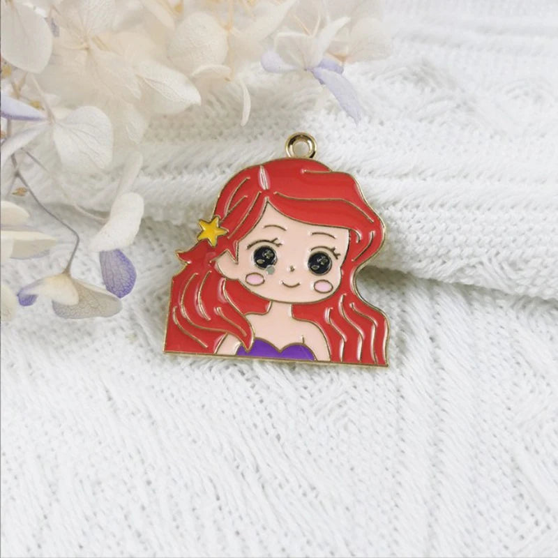 Enamel Princess Charms for DIY Jewelry Making 10pcs