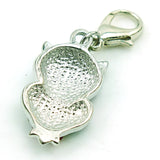 5 Rhinestone Owl Charms with Lobster Clasp for Jewelry Making