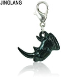 Animal Lobster Clasp Charms Dangle Enamel Rhinoceros Head DIY Charms