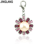 Pink Rhinestone Pearl Stamens Charm DIY Jewelry Making Accessories