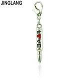 Letter DIY Charm Dangle Silver Bullet Lobster Clasp