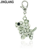 Rhinestone Pet Dog DIY Charms for Jewelry Making - Lobster Clasp Dangle