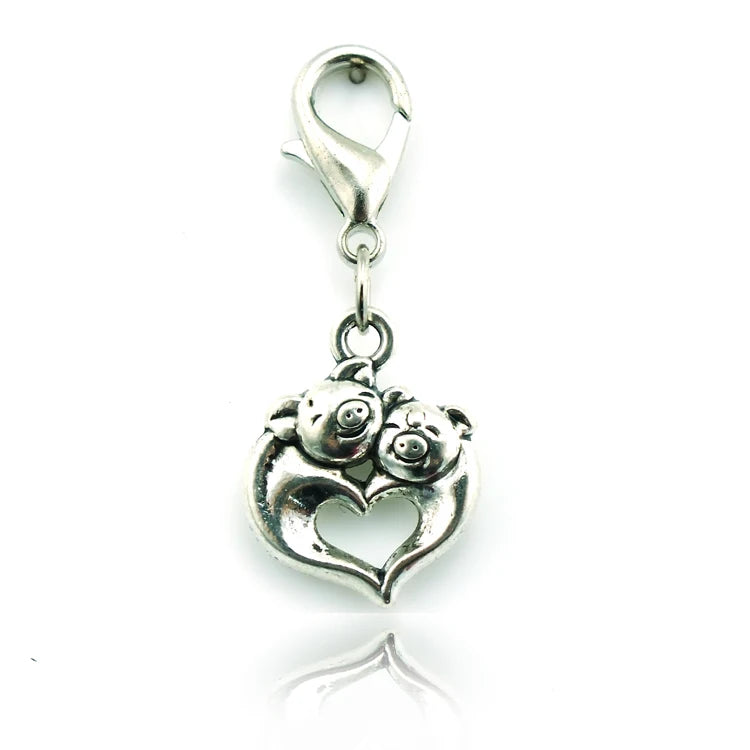Alloy Pig Heart Charms for Jewelry Making