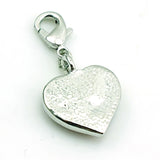 Heart Double Charms Rhinestone Dangle Enamel Lobster Clasp Pendant