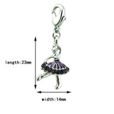 Silver Plated Purple Rhinestone Dancing Girl Charms