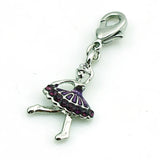 Silver Plated Purple Rhinestone Dancing Girl Charms