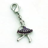 Silver Plated Purple Rhinestone Dancing Girl Charms