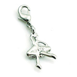 Silver Plated Purple Rhinestone Dancing Girl Charms