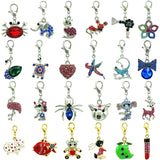 24 Rhinestone Pattern Charms Lobster Clasp Dangle DIY Jewelry Making Accessories
