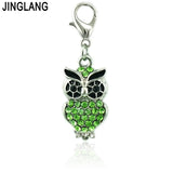 Animal Pendants Green Enamel Rhinestone Charms for DIY Jewelry Making