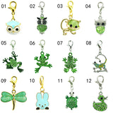 Animal Pendants Green Enamel Rhinestone Charms for DIY Jewelry Making