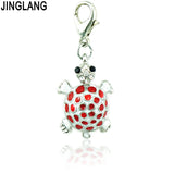Floating Red Rhinestone Crab Fish Dangle Charms for DIY Jewelry
