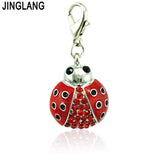 Floating Red Rhinestone Crab Fish Dangle Charms for DIY Jewelry