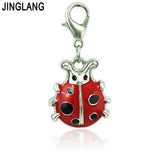 Floating Red Rhinestone Crab Fish Dangle Charms for DIY Jewelry