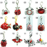 Floating Red Rhinestone Crab Fish Dangle Charms for DIY Jewelry