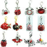 Floating Red Rhinestone Crab Fish Dangle Charms for DIY Jewelry