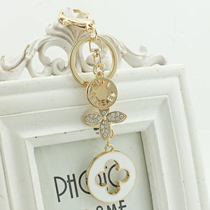 Four-leaf Rhinestone Clover Keychain Car Wallet Pendant Trinkets