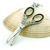 Silver Lobster Clasp Charms Dangle Rhinestone Scissors DIY Charms