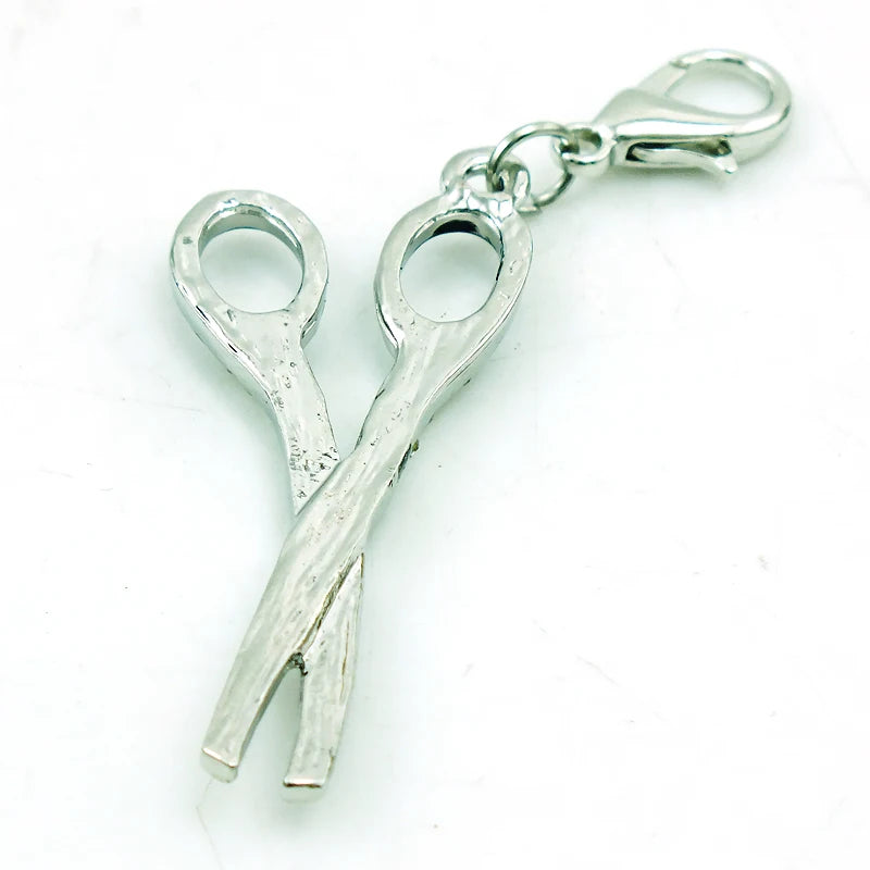 Silver Lobster Clasp Charms Dangle Rhinestone Scissors DIY Charms