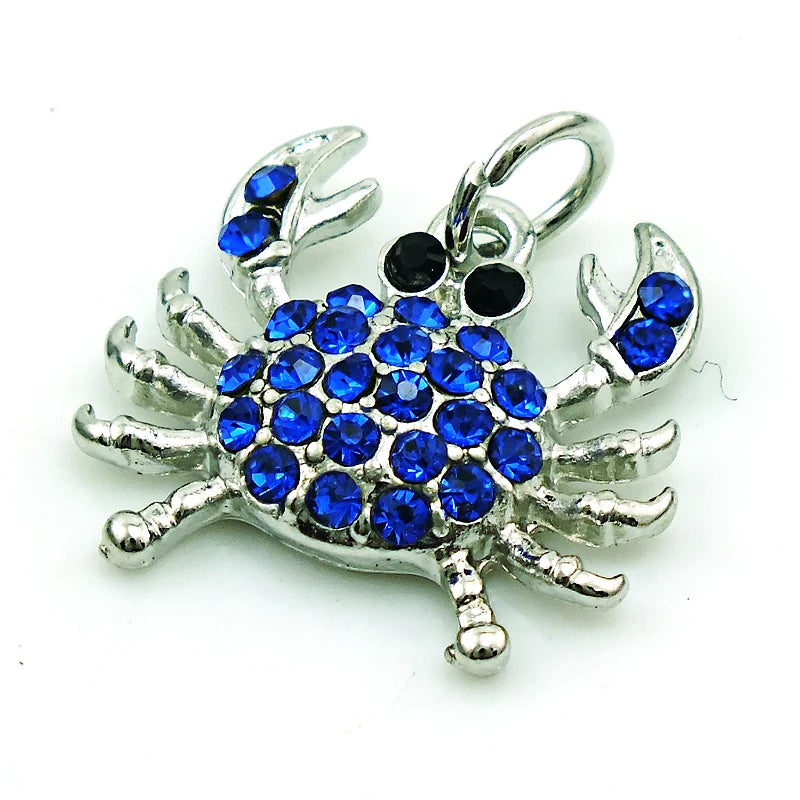 Rhinestone Crab Animals Pendants for Jewelry Making