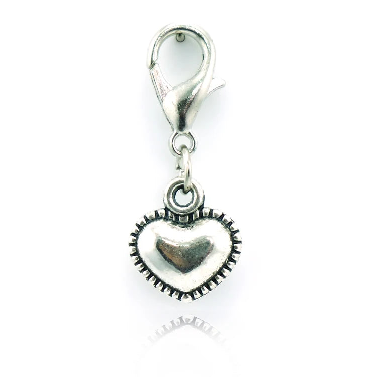 DIY Heart Pendant Jewelry Charms Lobster Clasp Two-sides Alloy