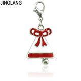 Christmas Lobster Clasp Charms Enamel Bow Tie Bells Pendant