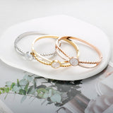 316L Stainless Steel Bangle Shell Intersect Cubic Zirconia Crystal Bracelet