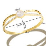 316L Stainless Steel Bangle Shell Intersect Cubic Zirconia Crystal Bracelet