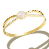 316L Stainless Steel Bangle Shell Intersect Cubic Zirconia Crystal Bracelet