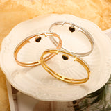 Heart Charm Crystal Bangle Bracelets Stainless Steel Lover Cuff Bangles