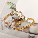 Hollow Flower Pattern Steel Bangle for Women Party Jewelry