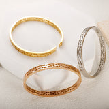 Hollow Flower Pattern Steel Bangle for Women Party Jewelry