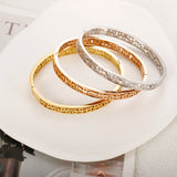 Hollow Flower Pattern Steel Bangle for Women Party Jewelry