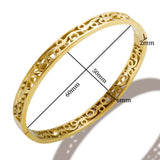 Hollow Flower Pattern Steel Bangle for Women Party Jewelry