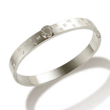 Roman Numerals Bangle Stainless Steel Plated 8mm Bracelet
