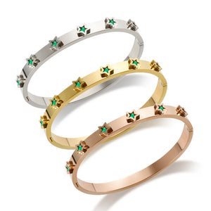 Colorful Star Charm Bracelets & Bangle For Women Stainless Steel Golden Crystal