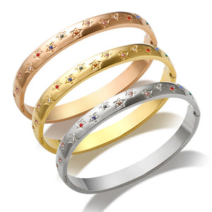 Moon Charm CZ Bracelet Stainless Steel