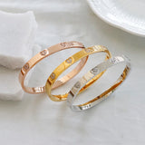 Heart Crystal Cuff Bracelet Stainless Steel Zircon Jewelry Gift