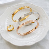 Heart Crystal Cuff Bracelet Stainless Steel Zircon Jewelry Gift