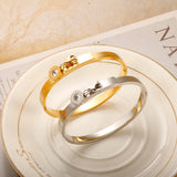 DIY Charm Bracelet Bangle Stainless Steel Roman Numeral Zircon Shell Pendant