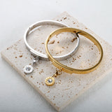 DIY Charm Bracelet Bangle Stainless Steel Roman Numeral Zircon Shell Pendant