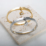 DIY Charm Bracelet Bangle Stainless Steel Roman Numeral Zircon Shell Pendant