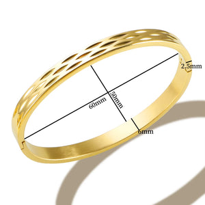 Leaf Hole Stainless Steel Bracelets Bangle for Women Cuff Engraved Wristband