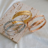 Leaf Hole Stainless Steel Bracelets Bangle for Women Cuff Engraved Wristband