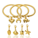 Steel Wire Charm Bracelet Bangle Moon Love Heart Elephant Pendant DIY Jewelry