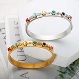 Colorful CZ Chain Link Bangle Bracelet for Women